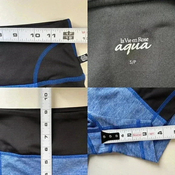La Vie en Rose Workout Tank Top Shorts 2PC Gym Set Activewear Blue Black XS/S - Picture 14 of 15